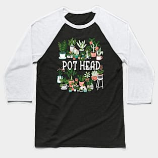 Plant Lover and Gardener Pot Head Succulent Short Sleeve Baseball T-Shirt